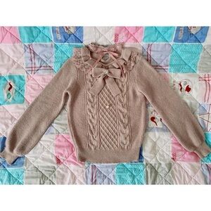 Liz Lisa pink ribbon choker knit top